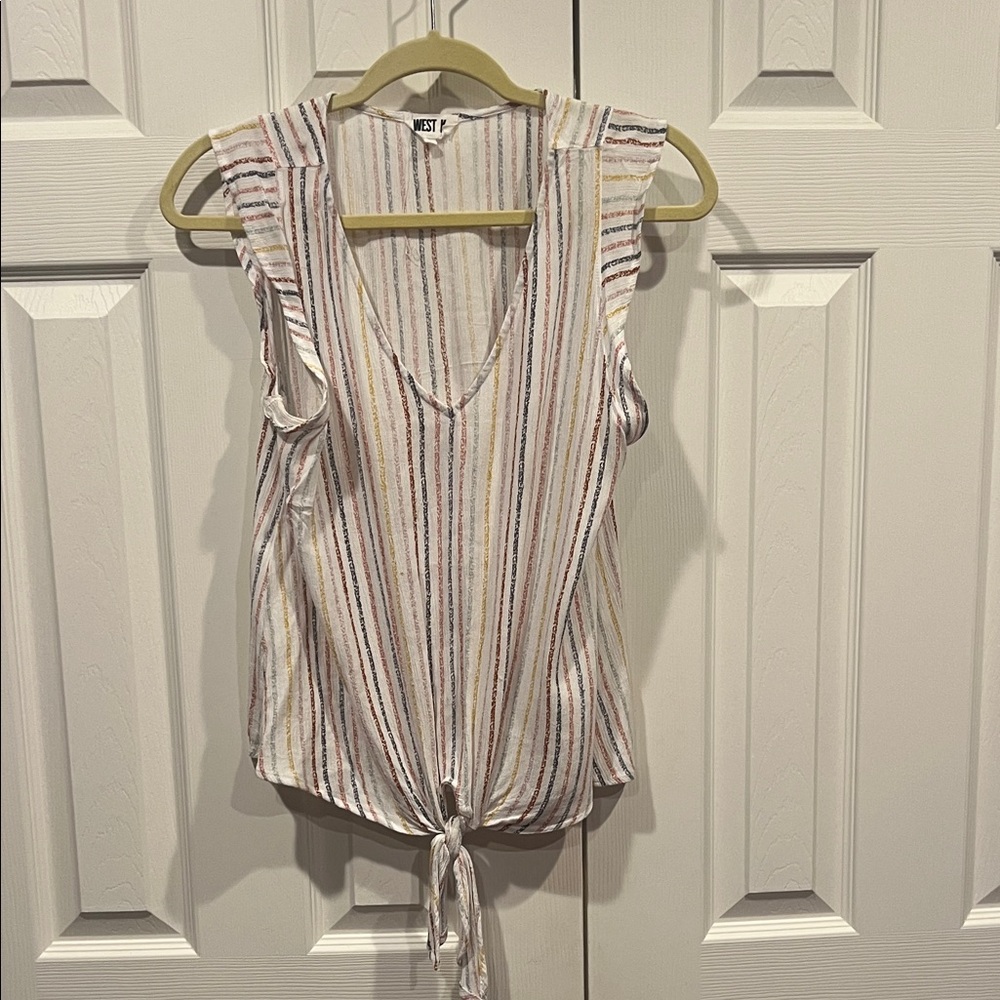 West K brandStriped Sleeveless Tie-Front Top